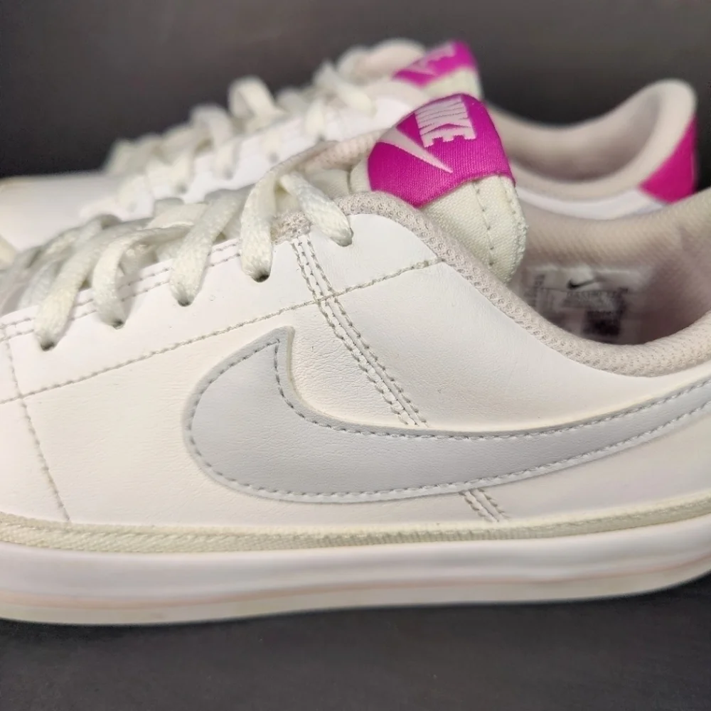 Nike Court Legacy Classic Retro White Pink Leather Big Kids Sneaker Shoe Size 5Y
